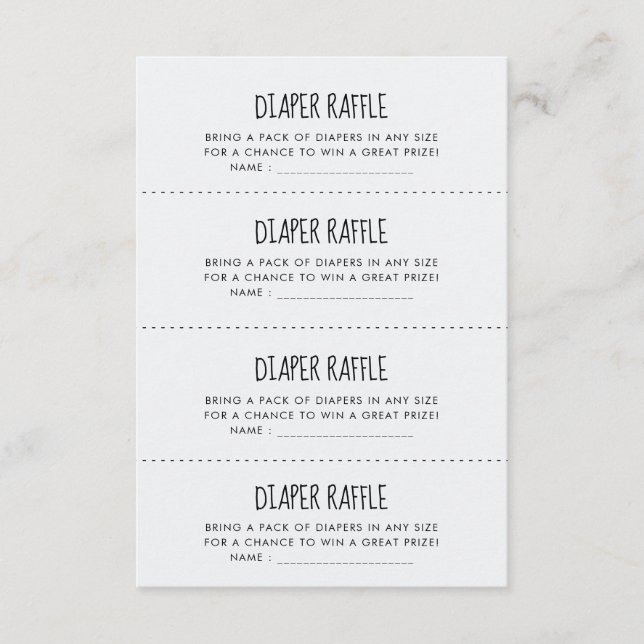 Cute blue elephant Diaper Raffle game card (Front)