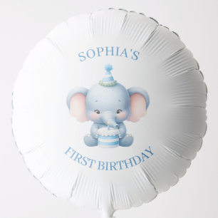 Cute Blue Elephant Kids Birthday Party Balloon