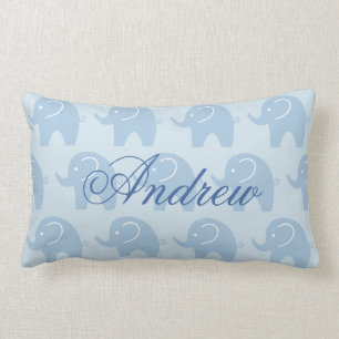 Cute blue elephant lumbar pillow for baby boy