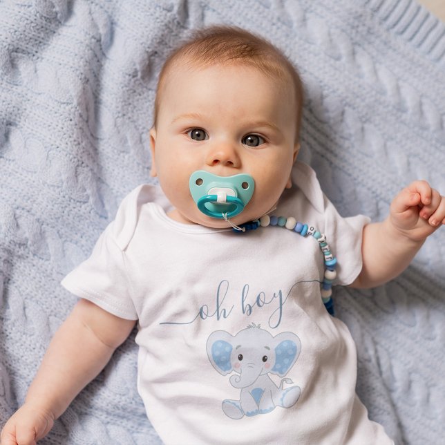 Cute Blue Elephant Modern Elegant Minimal Boy Baby Bodysuit (Cute Blue Elephant Modern Elegant Minimal Boy Baby Bodysuit)