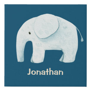 Cute Blue Elephant Nursery Decor Faux Canvas Print