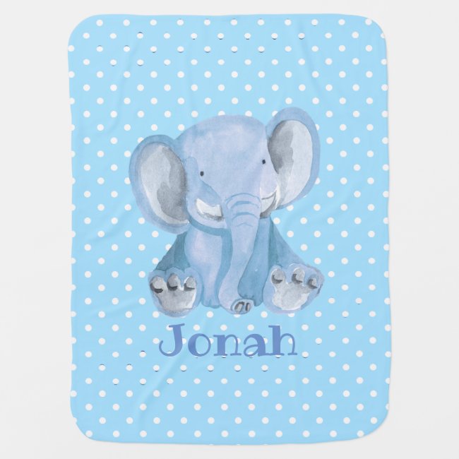Cute Blue Elephant Polka Dot Design Baby Blanket