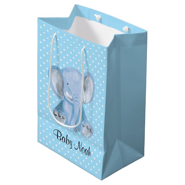 Cute Blue Elephant Polka Dot Design Gift Bag