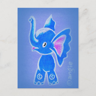 Cute Blue Elephant Postcard