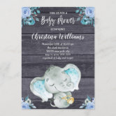 Rustic elephant baby shower clearance invitations