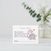 Cute Blue Elephant Shower Diaper Raffle Ticket Enclosure Card (Standing Front)