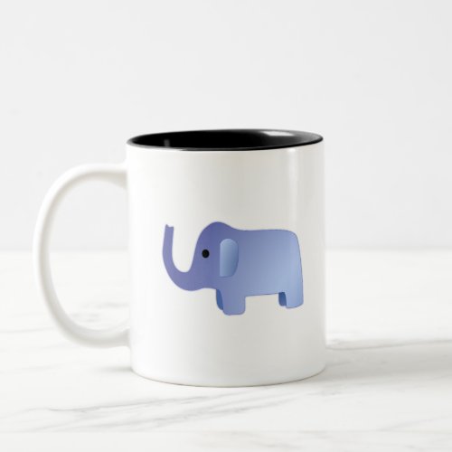 Cute Blue Elephant Two_Tone Coffee Mug