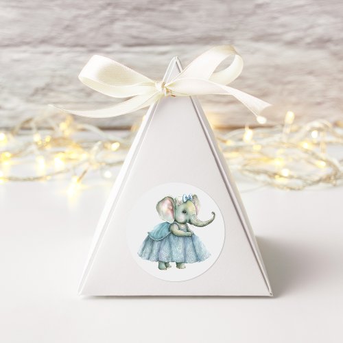 Cute Blue Elephant Watercolor Square Sticker