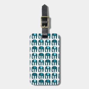 Cute Blue Elephants Pattern CUSTOMIZED Luggage Tag