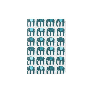 Cute Blue Elephants Pattern Passport Holder