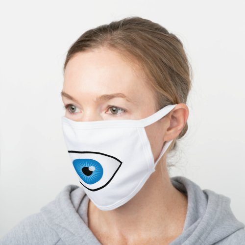 Cute Blue Eyeball White Cotton Face Mask