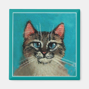 Cute blue-eyed cat magnet