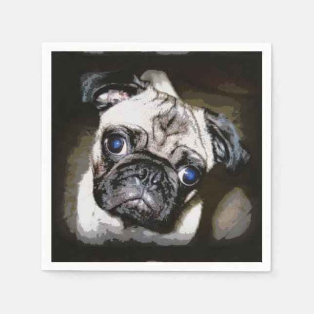 cute blue-eyed pug face napkins (Front)