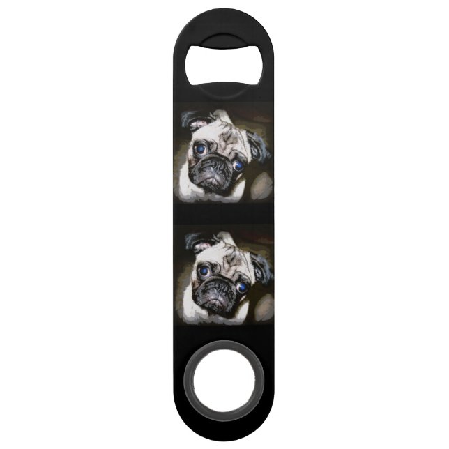cute blue-eyed pugs speed bottle opener (Front)