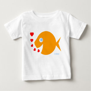 Cute Blue Eyes Baby Goldfish Cartoon and Kisses Baby T-Shirt