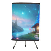Cute blue fairy tale village kids room  tripod lamp (Front)