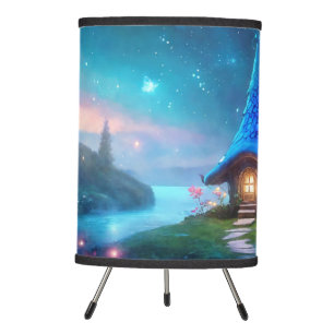 Cute blue fairy tale village kids room  tripod lamp