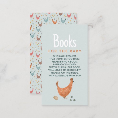 Cute Blue Farm Chicken Books For Baby Enclosure Card