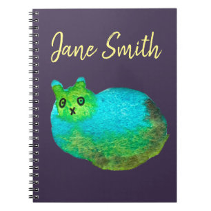 Cute blue fat cat art illustration notebook