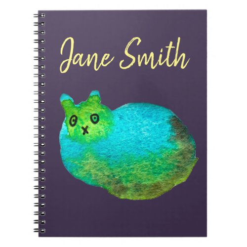 Cute blue fat cat art illustration notebook