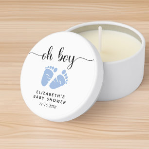 Cute Blue Feet Baby Boy Shower  Mini Candle Favors
