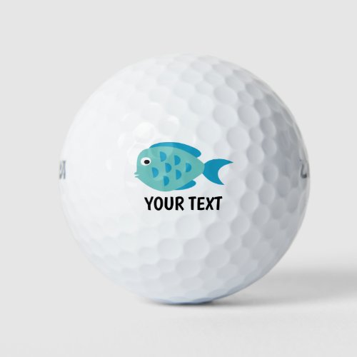Cute blue fish custom print golf balls for kids