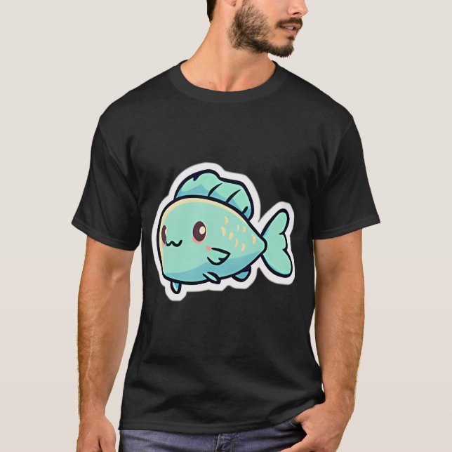 Cute Blue Fish Floating T-Shirt (Front)