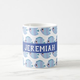 Cute Blue Fish Patterned Personalized