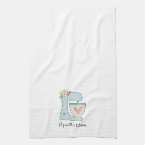 Cute Blue Floral Cake Mixer Bakery Chef  Kitchen Towel