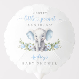Cute Blue Floral Elephant Baby Boy Shower Balloon