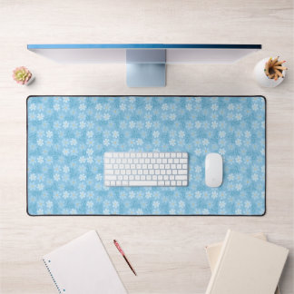 Cute Blue Flower Petal Desk Mat