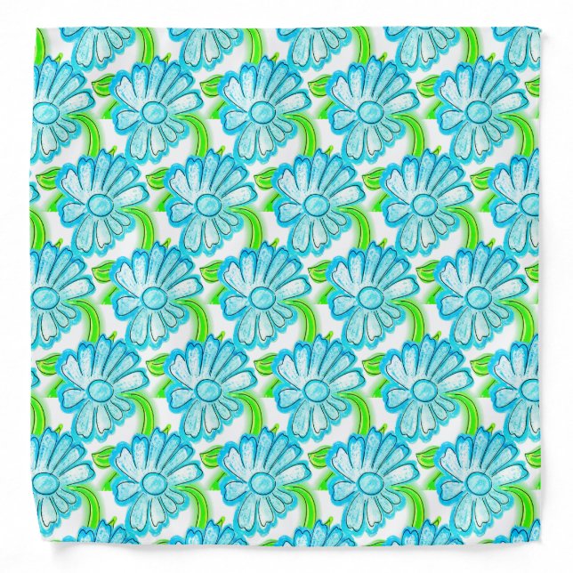 Cute Blue Flowers Bandana (Front)