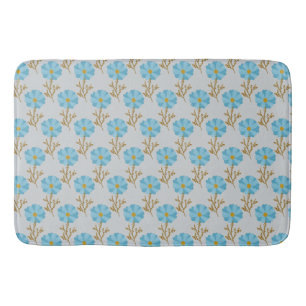 Cute Blue Flowers Bath Mat