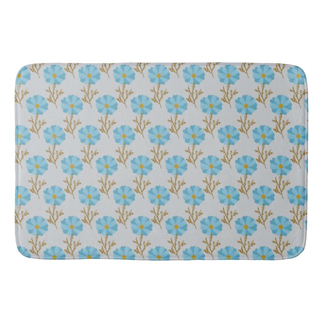 Cute Blue Flowers Bath Mat (Front)