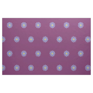 Cute Blue Flowers Pattern on Grape Purple Fabric