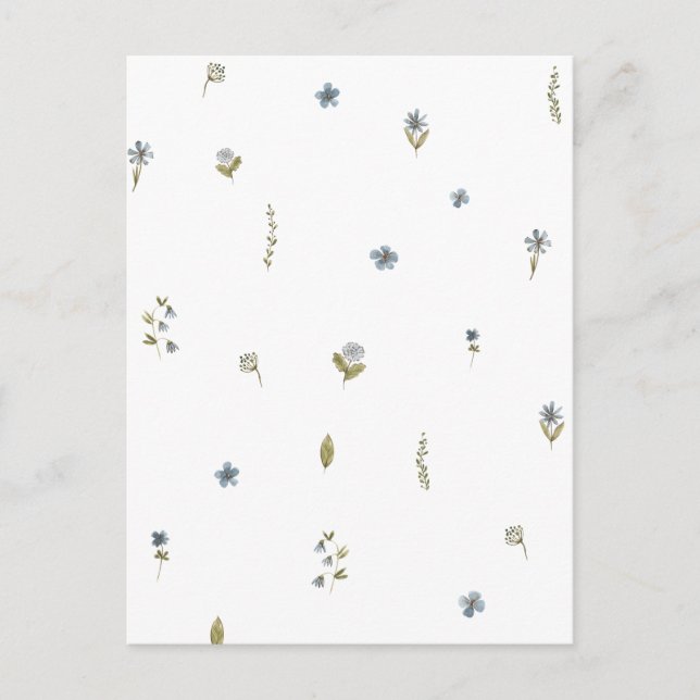Cute Blue Flowers Spring Floral Card. Postcard (Front)