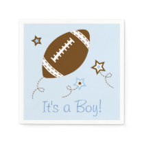 Cute Blue Football Baby Shower Napkins