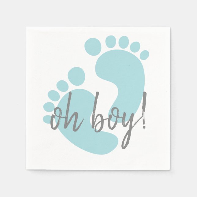 Cute Blue Footprints Baby Shower Napkins (Front)