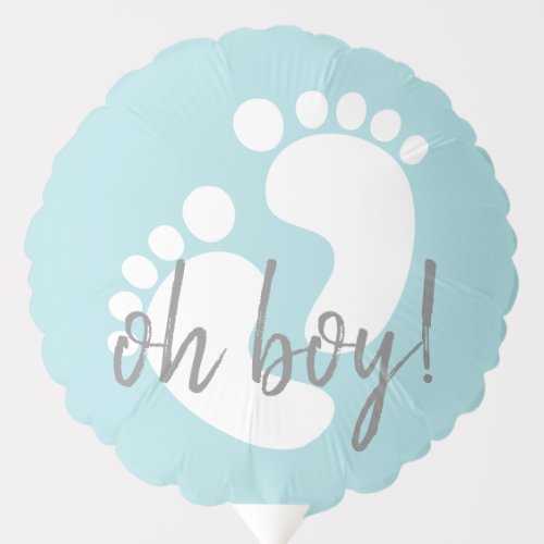 Cute Blue Footprints Oh Boy Baby Shower Balloon