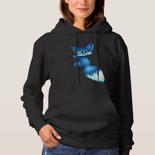 Cute Blue Fox,   Animals Hoodie (Front)