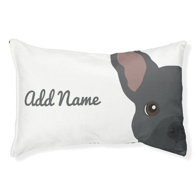 Cute Blue French Bulldog Dog Bed (Front)