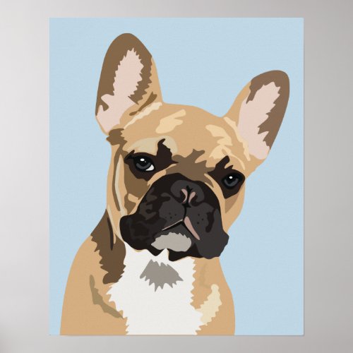 Cute Blue French Bulldog  Frenchie Poster