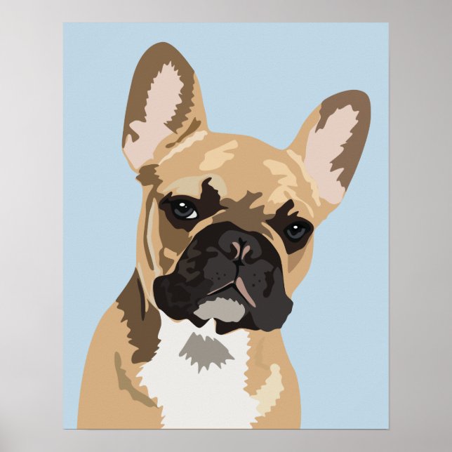 Cute Blue French Bulldog | Frenchie Poster (Front)