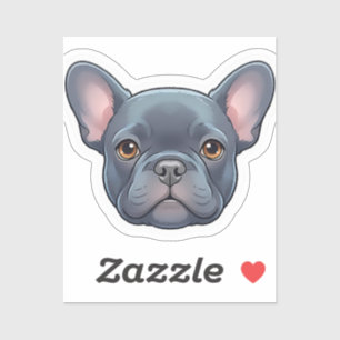 Cute Blue French Bulldog Puppy Face Design Sticker