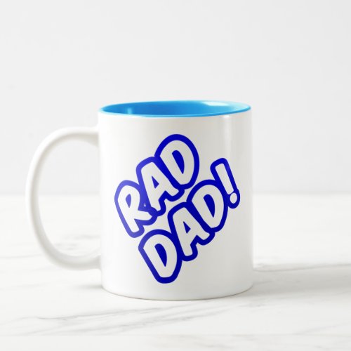 Cute Blue Funny Rad Dad Two_Tone Coffee Mug