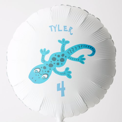Cute Blue Gecko Lizard Birthday Party Balloon - Cute Gecko Lizard Blue Birthday Party Balloon. The balloon has a cute blue gecko with dark spots.  Personalize the balloon with your child's name and age. Surprise your daughter or your son with this cute personal balloon.