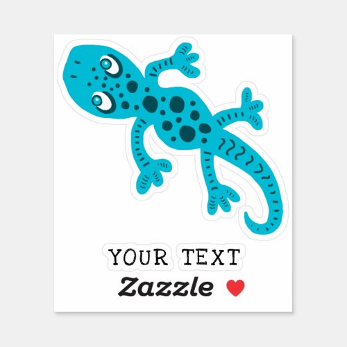 Cute Blue Gecko Lizard Drawing Kids Sticker - Cute Blue Gecko Lizard Drawing Kids Sticker with custom text. Add your text or erase it.