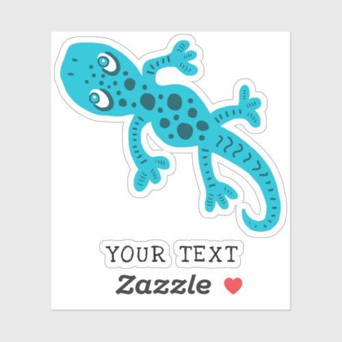 Cute Blue Gecko Lizard Drawing Kids Sticker - Cute Blue Gecko Lizard Drawing Kids Sticker with custom text. Add your text or erase it.