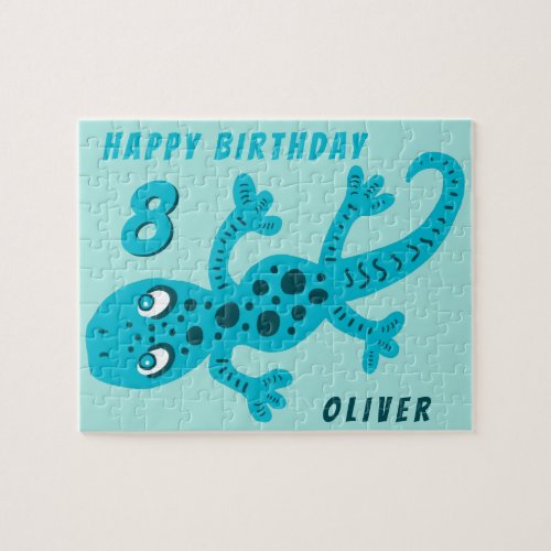 Cute Blue Gecko Lizard Kids Birthday Jigsaw Puzzle - Cute Blue Gecko Lizard Kids Birthday Jigsaw Puzzle. Personalize the puzzle with your name and age. Fun birthday gift for a boy or girl.