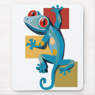 Cute Blue Gecko Reptile Lovers Mouse Pad